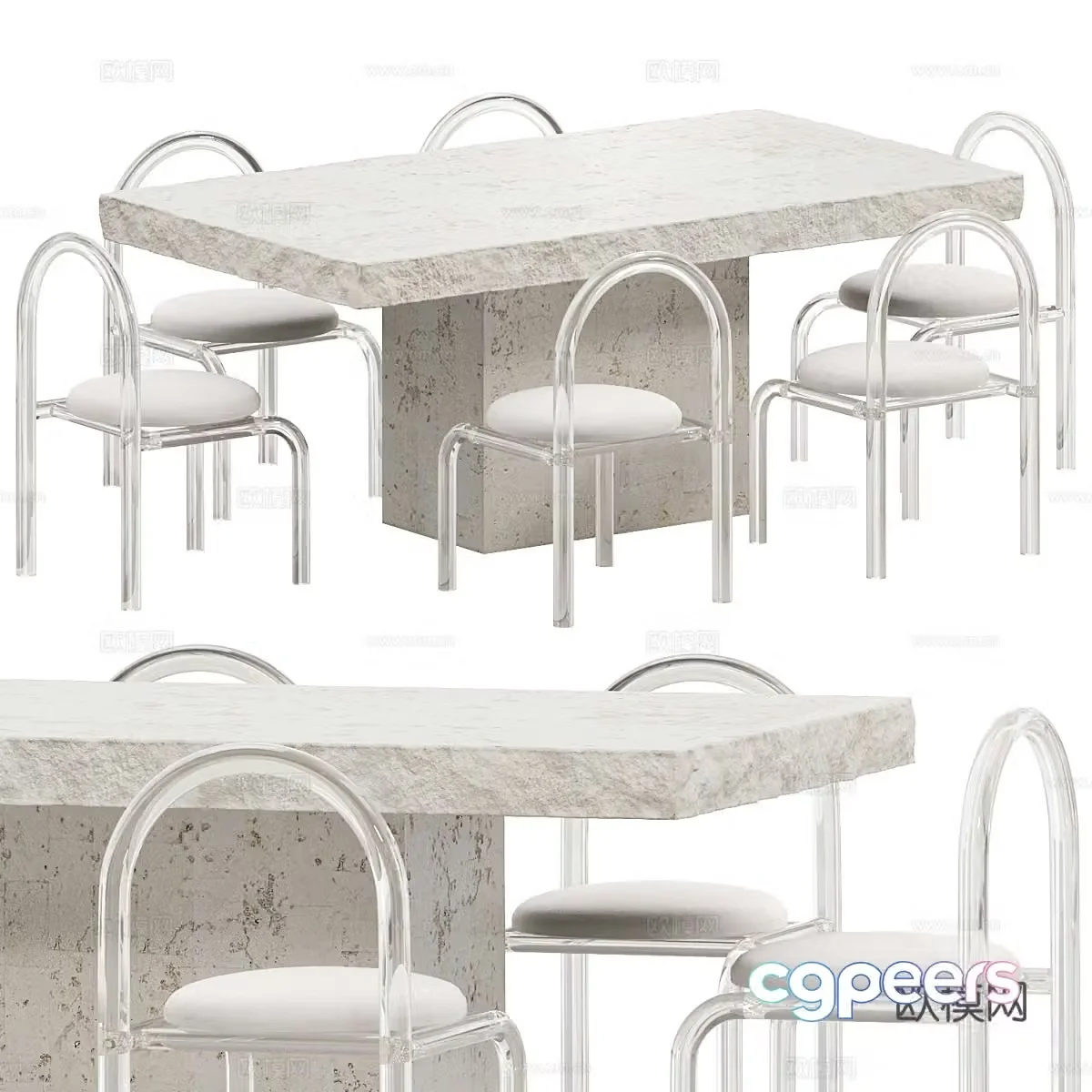 Modern Italian outdoor leisure table and chairs Dining table and chairs 3d model