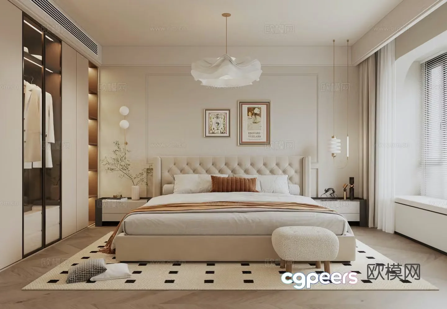 Cream style bedroom master bedroom 3d model