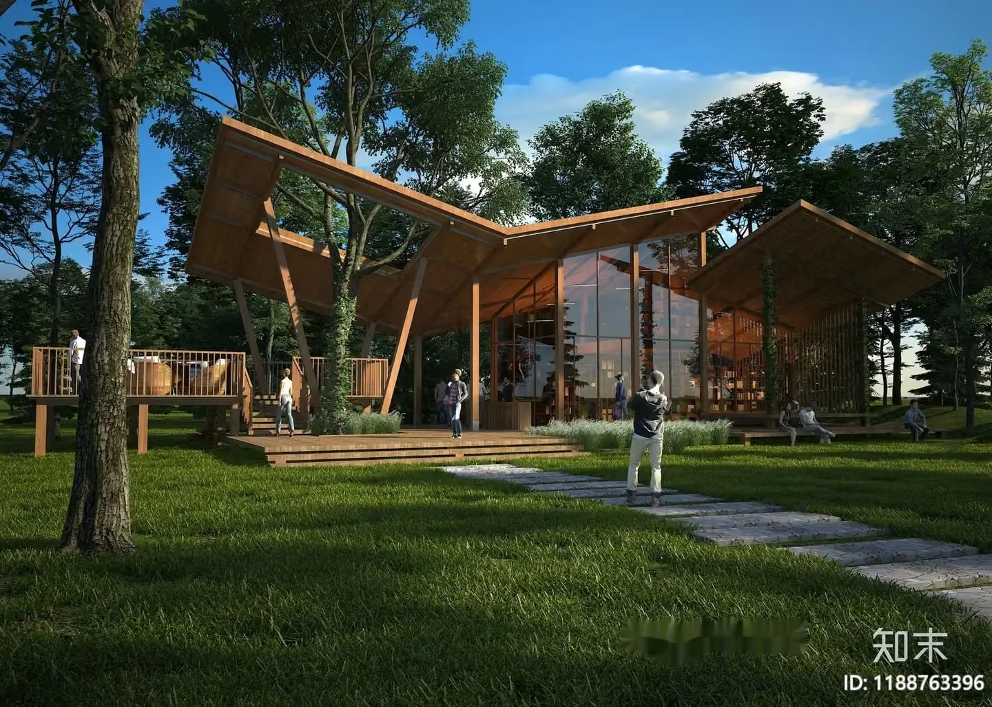 Modern Outdoor House 3D Model – 8535 – VRAY Render