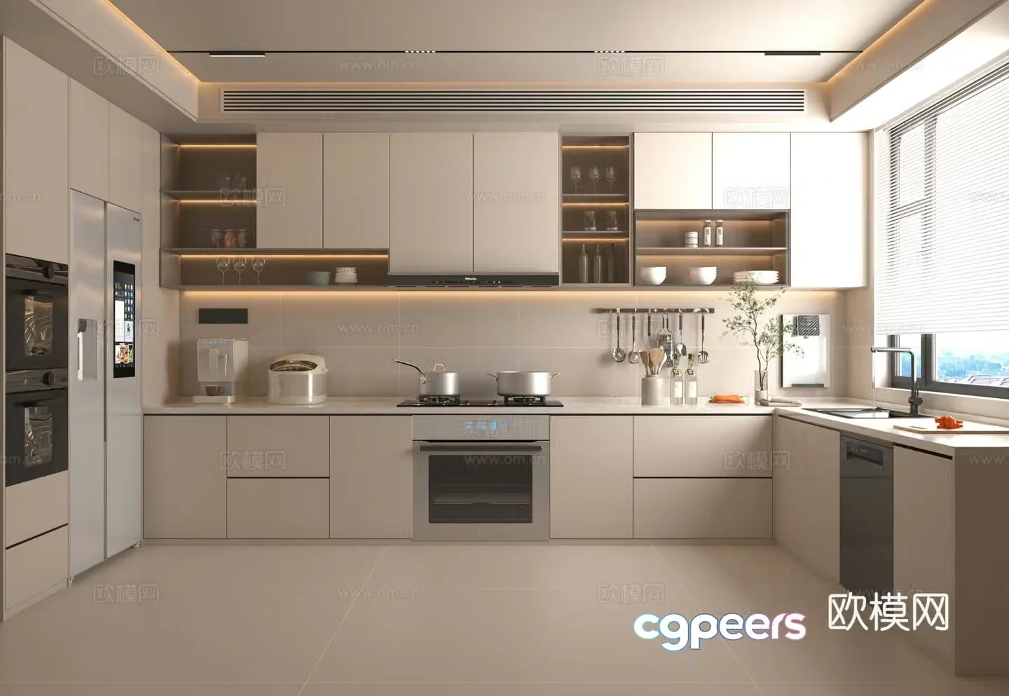 Creamy Kitchen 3d Model 3d Model