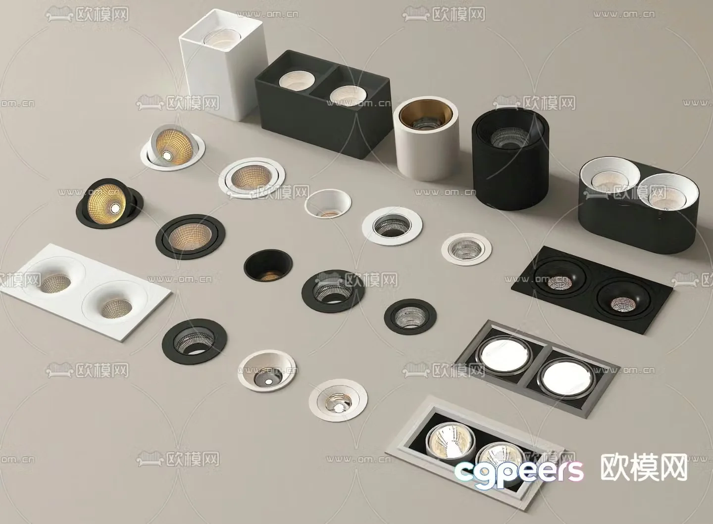 Downlight Spotlight Bull’s Eye Lamp Long Downlight 3d model