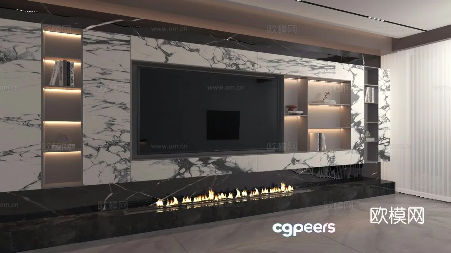 3d model of TV background wall