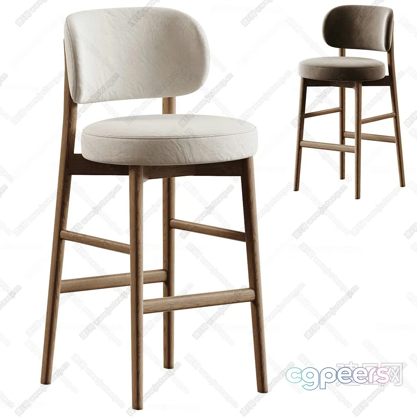 Wooden Bar Stool 3D Model – 12617 – CORONA Render