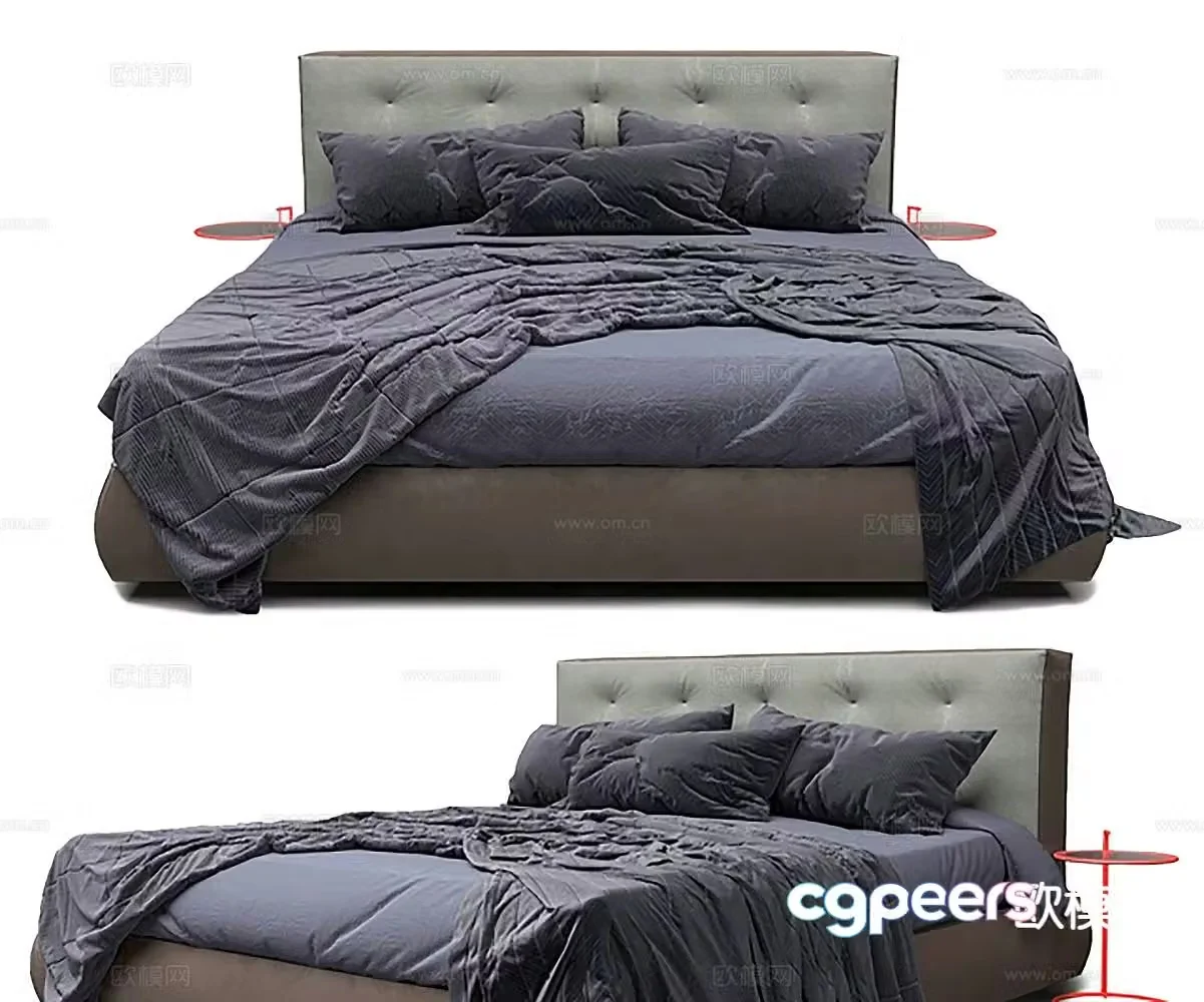 Simple double bed 3d model