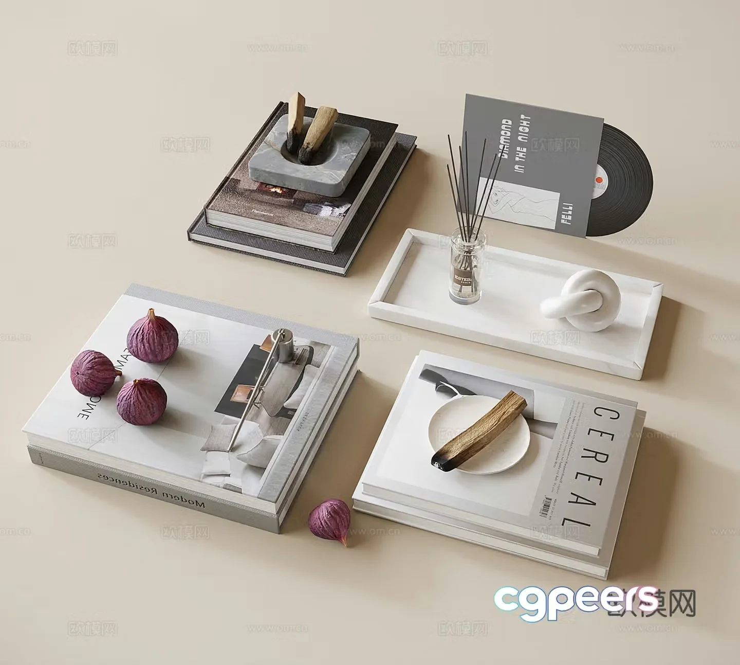 Modern book books ornaments 3d model