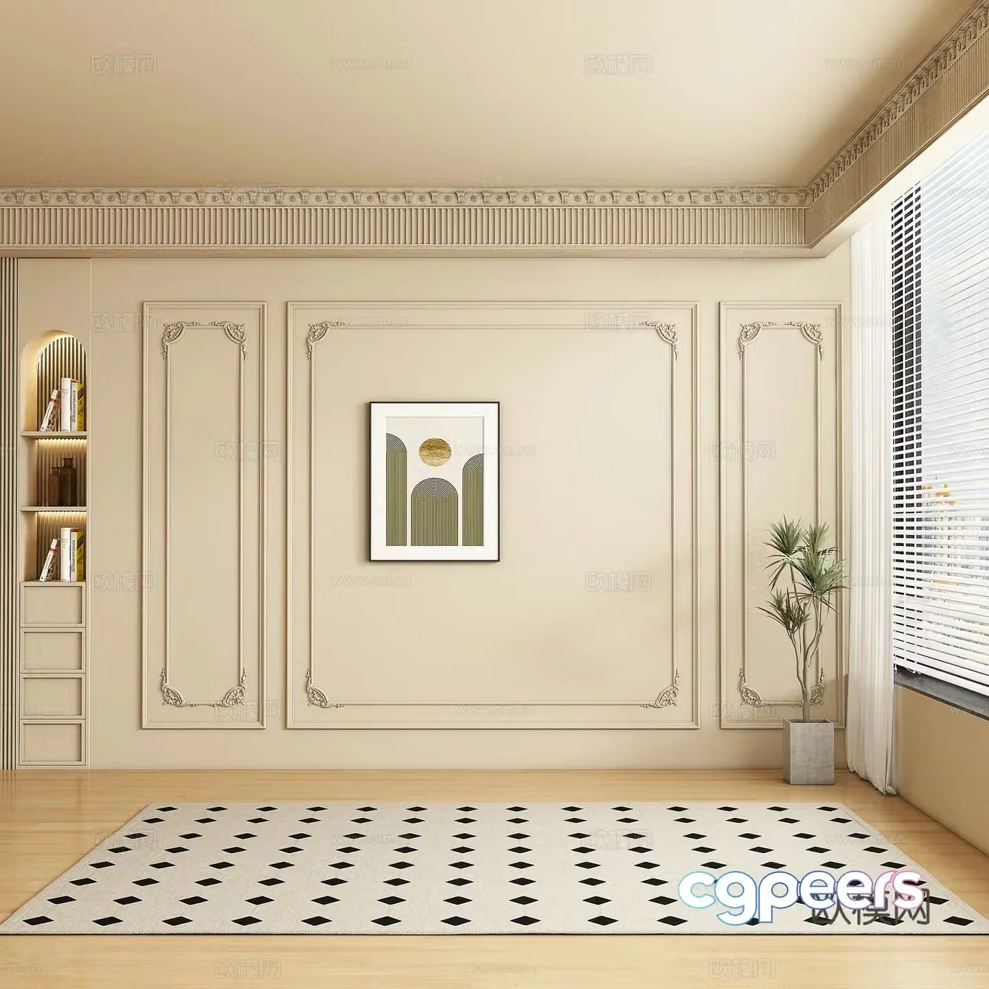 French sofa background wall 3d model