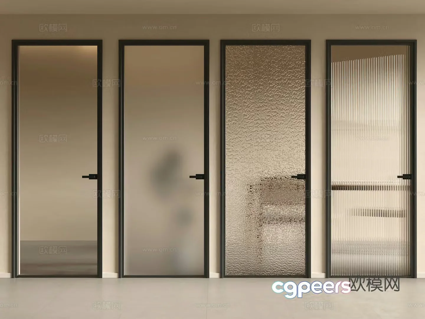 Modern minimalist glass door 3d model