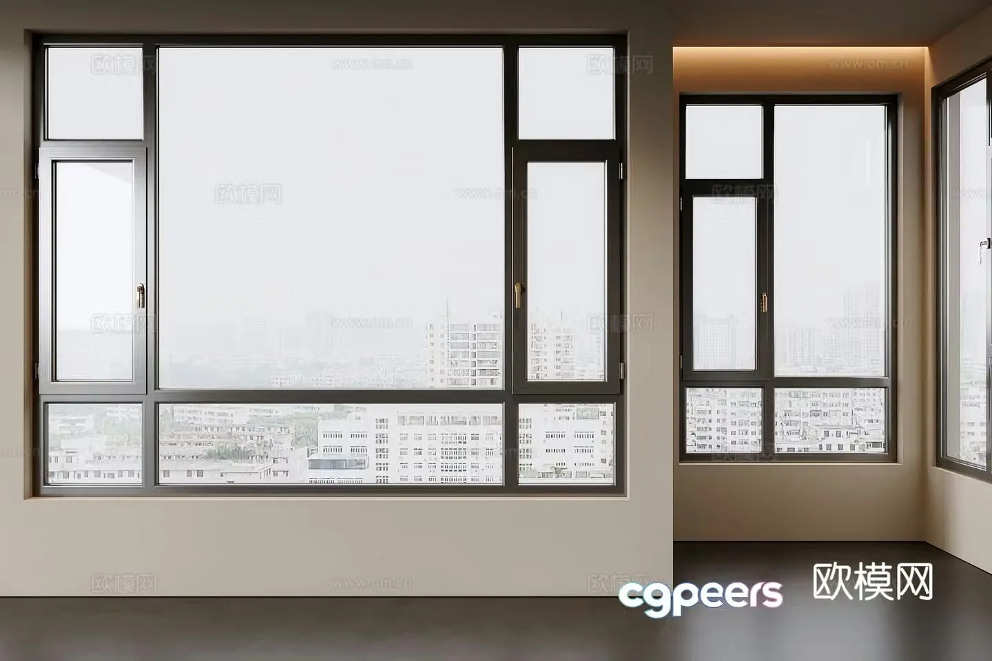 Modern minimalist home windows glass windows casement windows bedroom windows living room windows 3D model