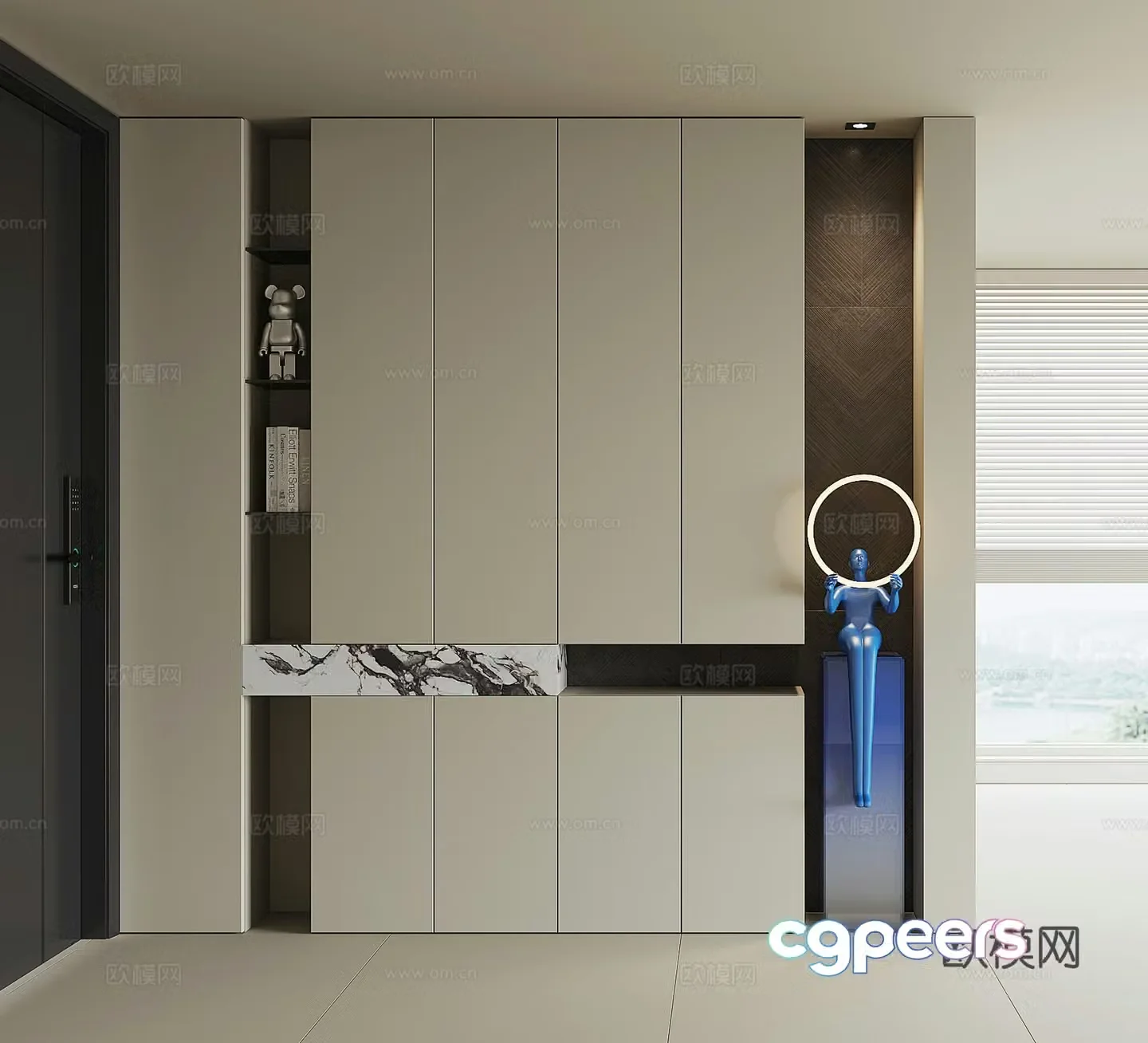 Modern home entrance shoe cabinet 3D model