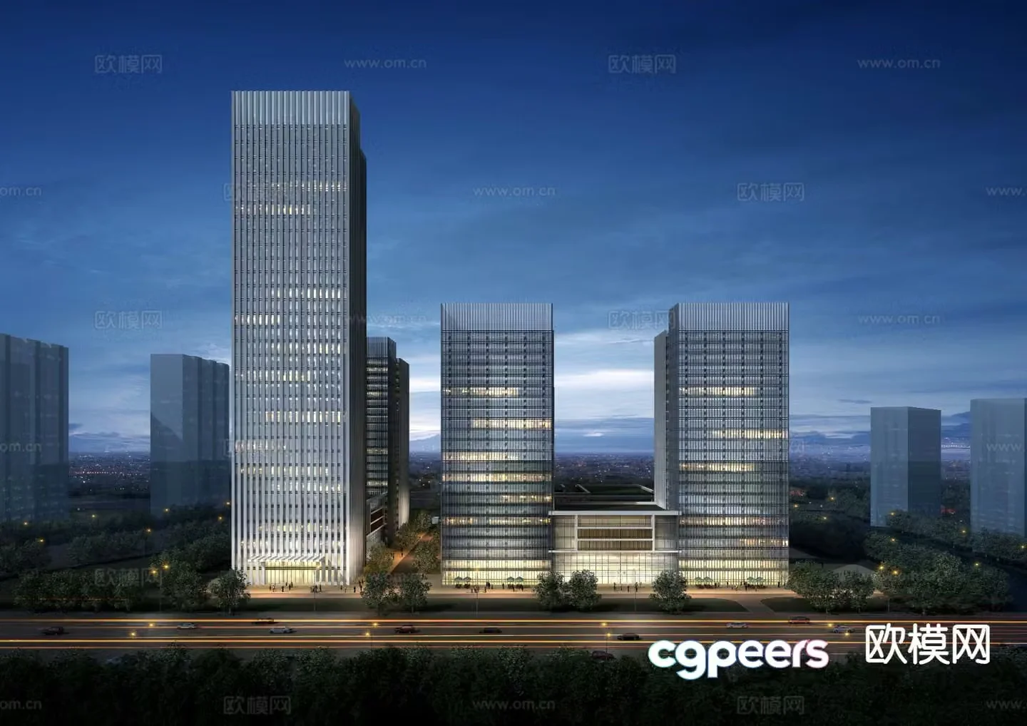 Modern office building exterior 3d model