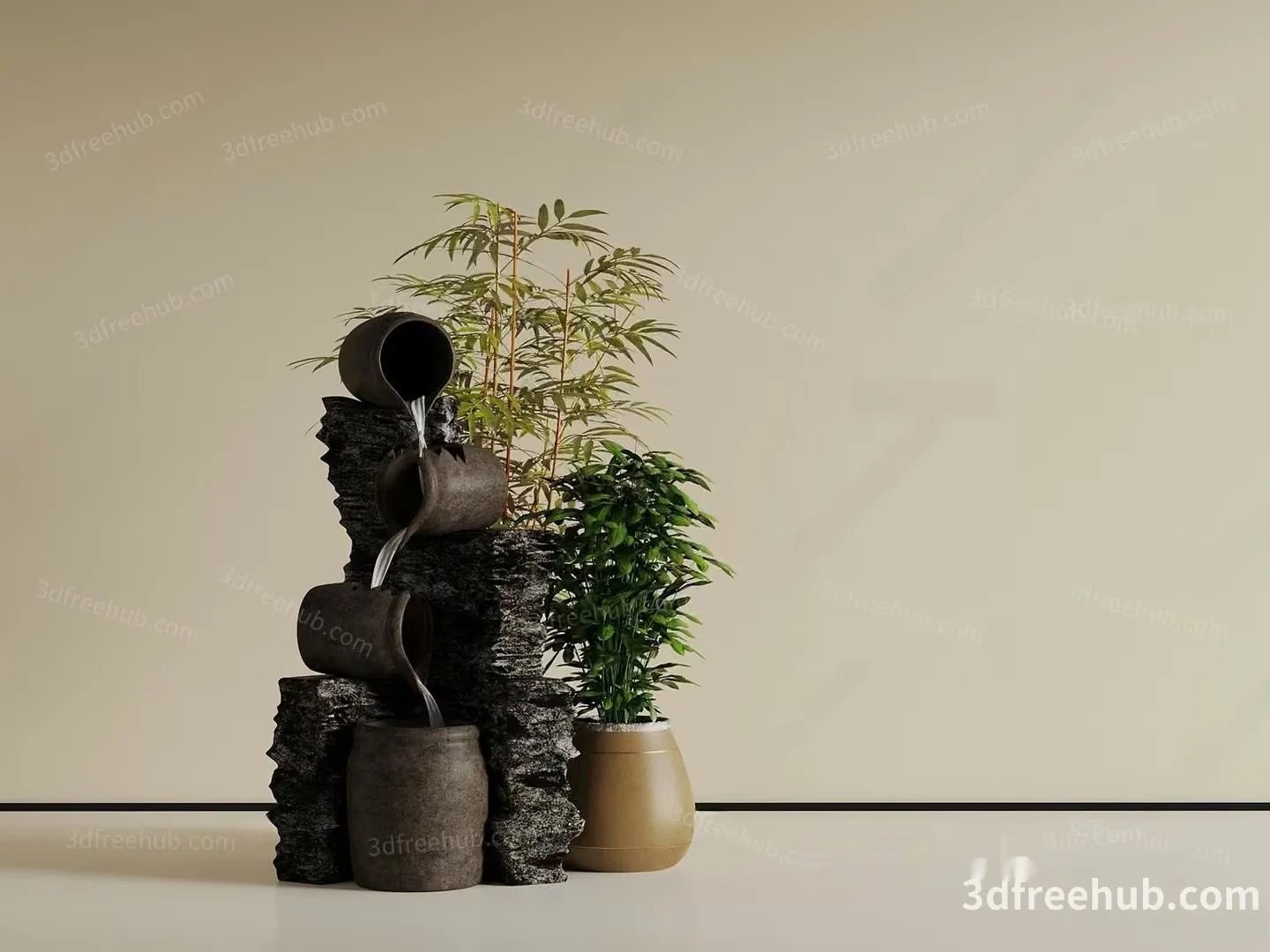 A Small Indoor Fountain 3D Model – 22694 – VRAY Render