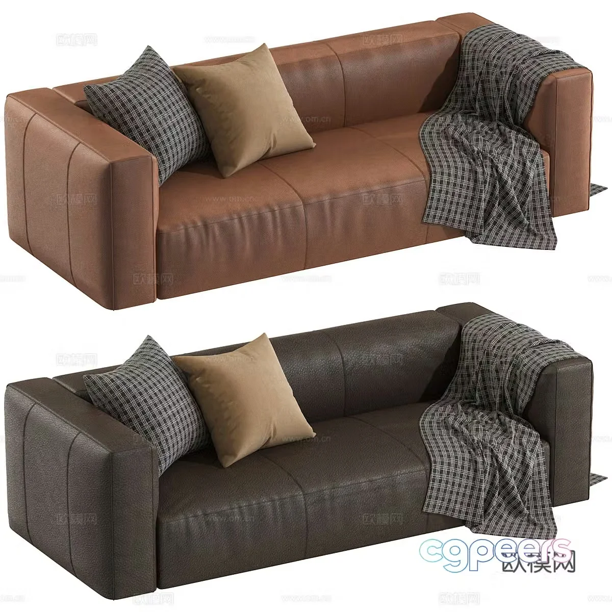 Modern Italian minimalist leather sofa 3d model