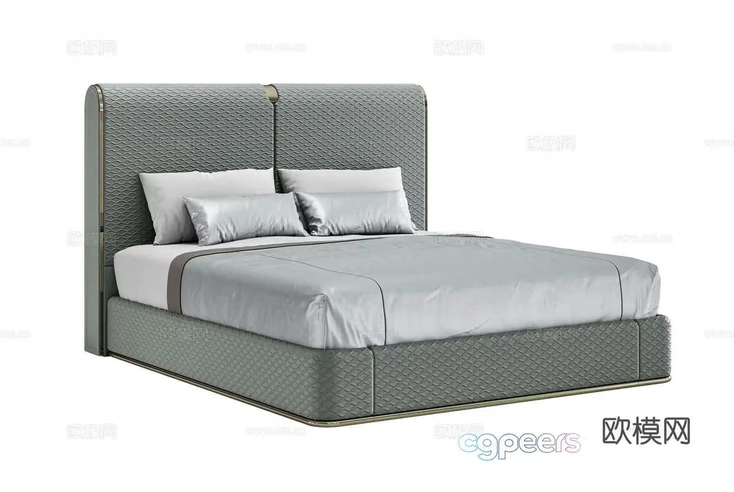 Light luxury double bed 3D model