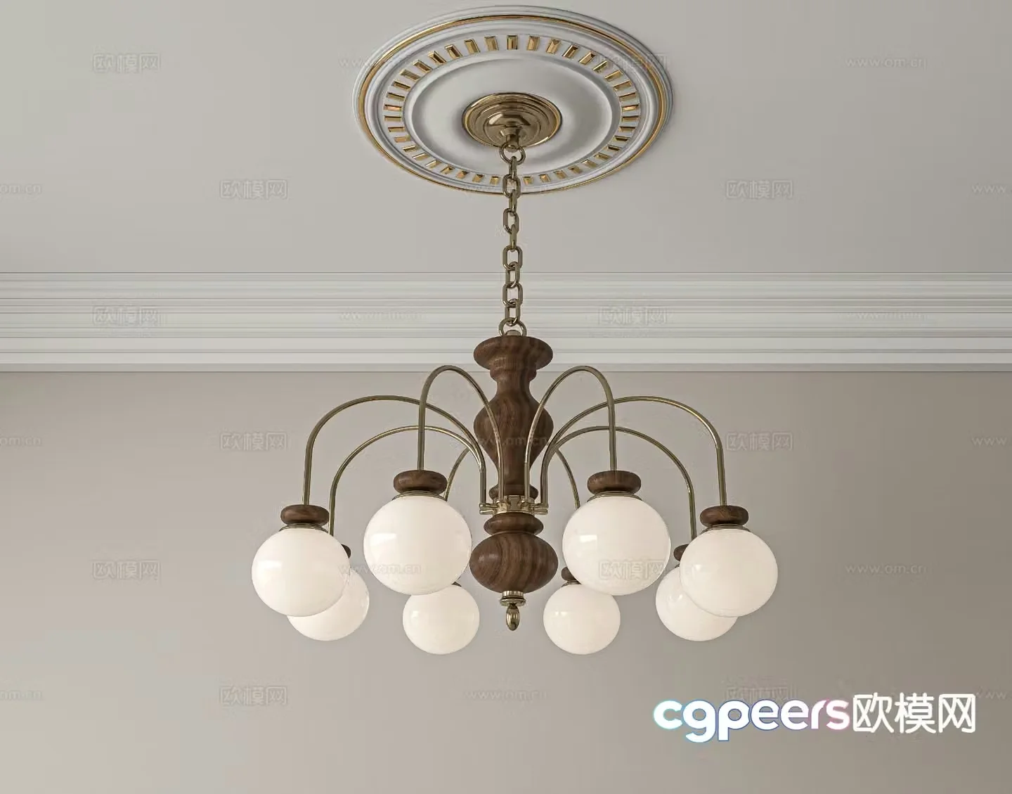 French multi-head chandelier 3d model