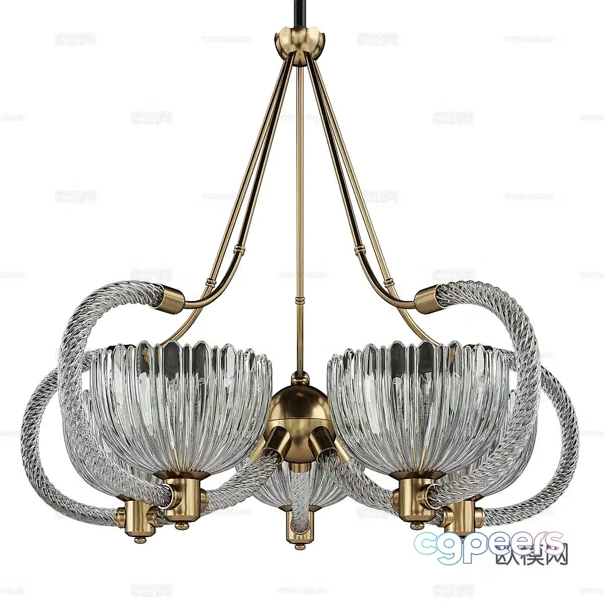 French glass decorative chandelier 3d model