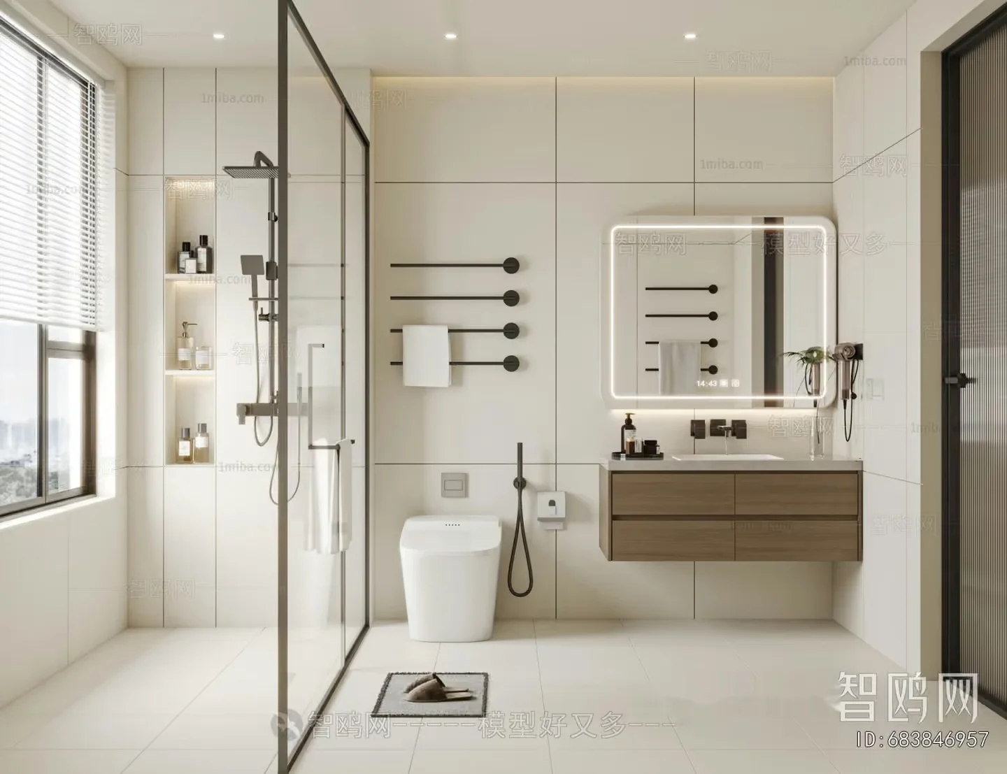 A Modern Bathroom 3D Model – 14363 – VRAY Render