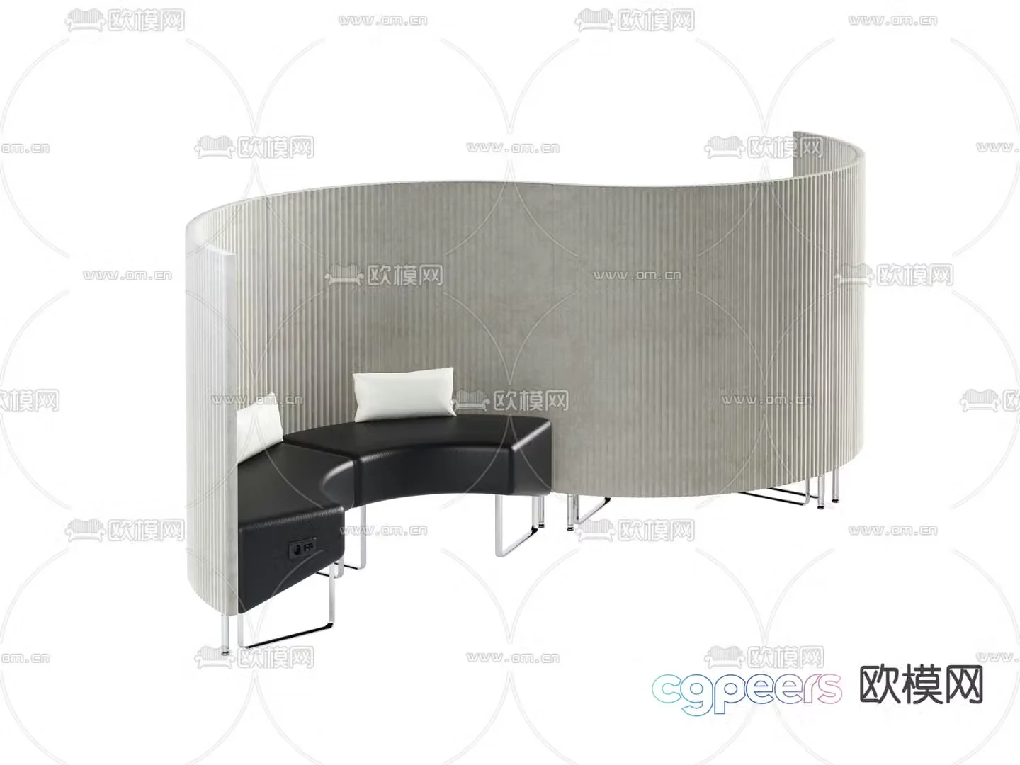 High back sofa curved sofa 3d model