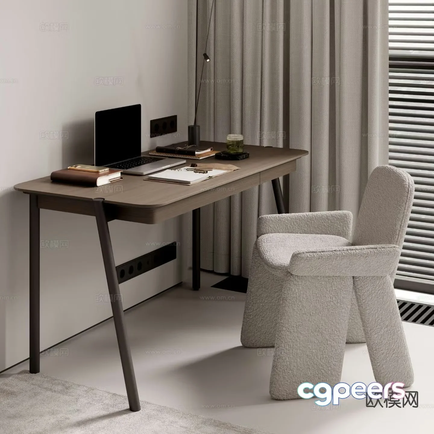 modern desk desk 3d model