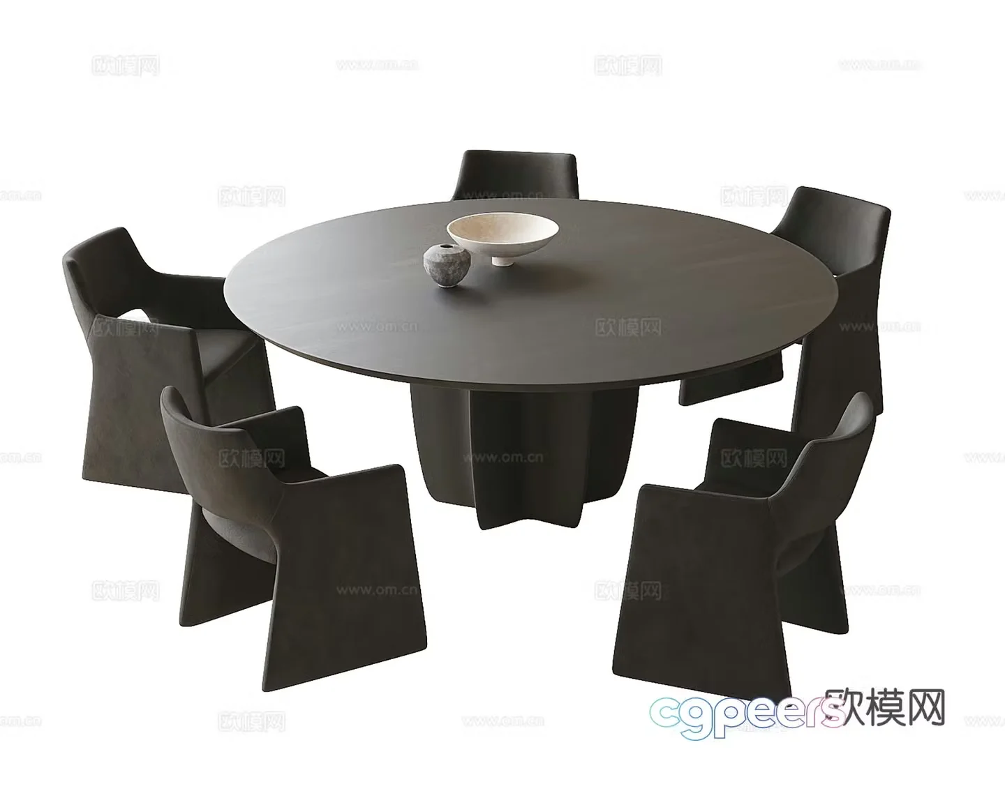 Modern dining table and chair combination dining chair round dining table 3d model