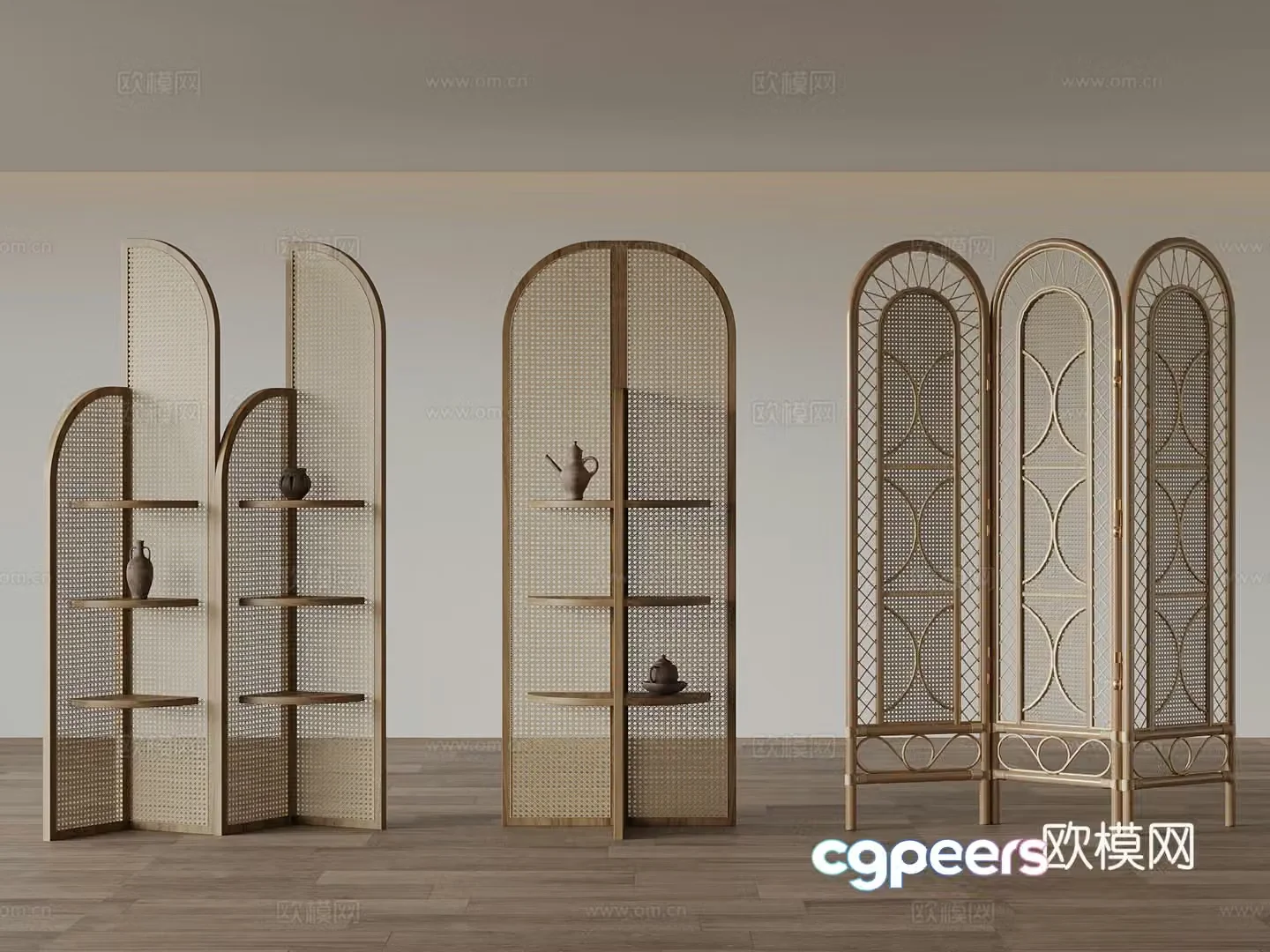 New Chinese-style screen rattan screen 3D model