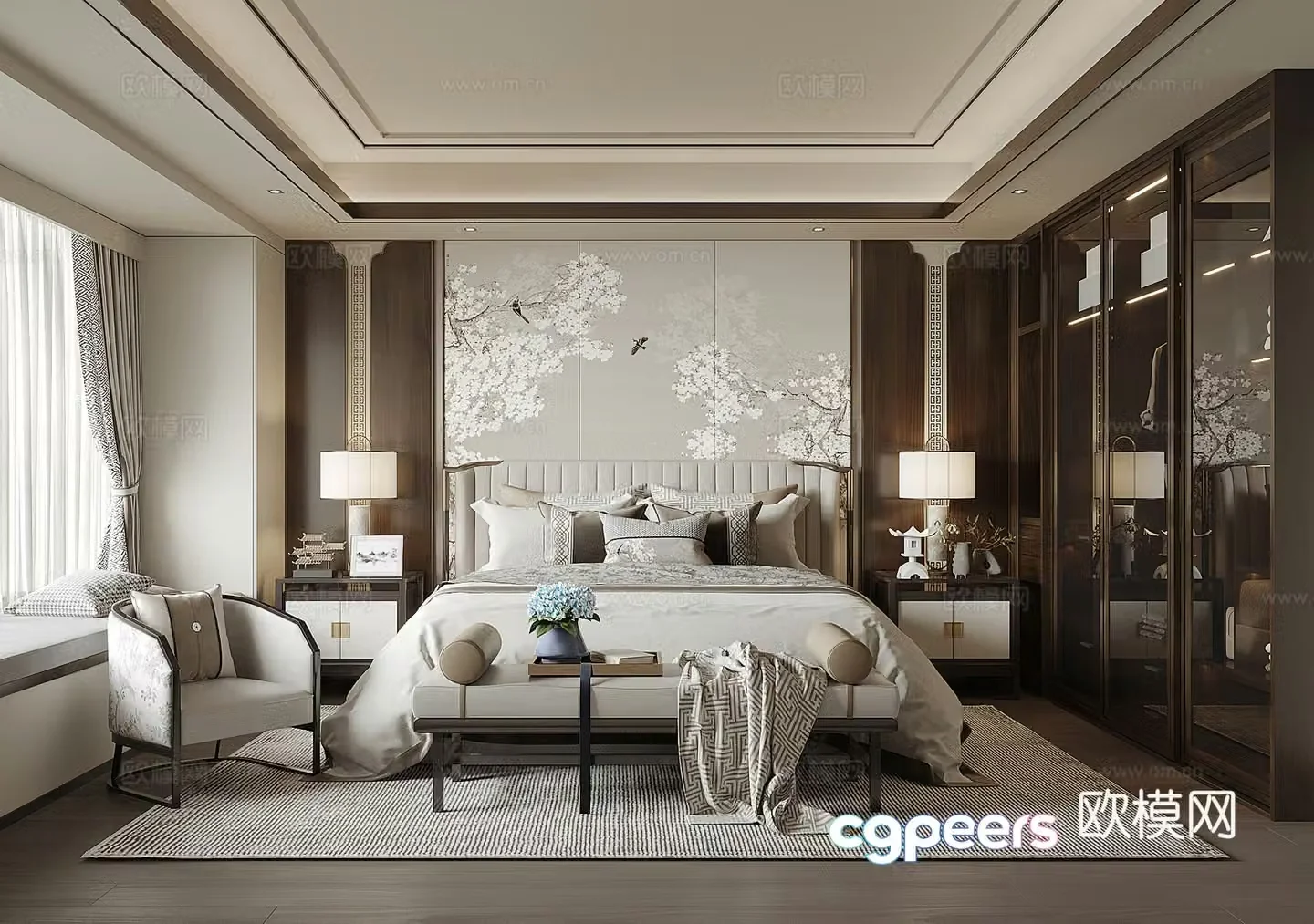 New Chinese bedroom 3D model