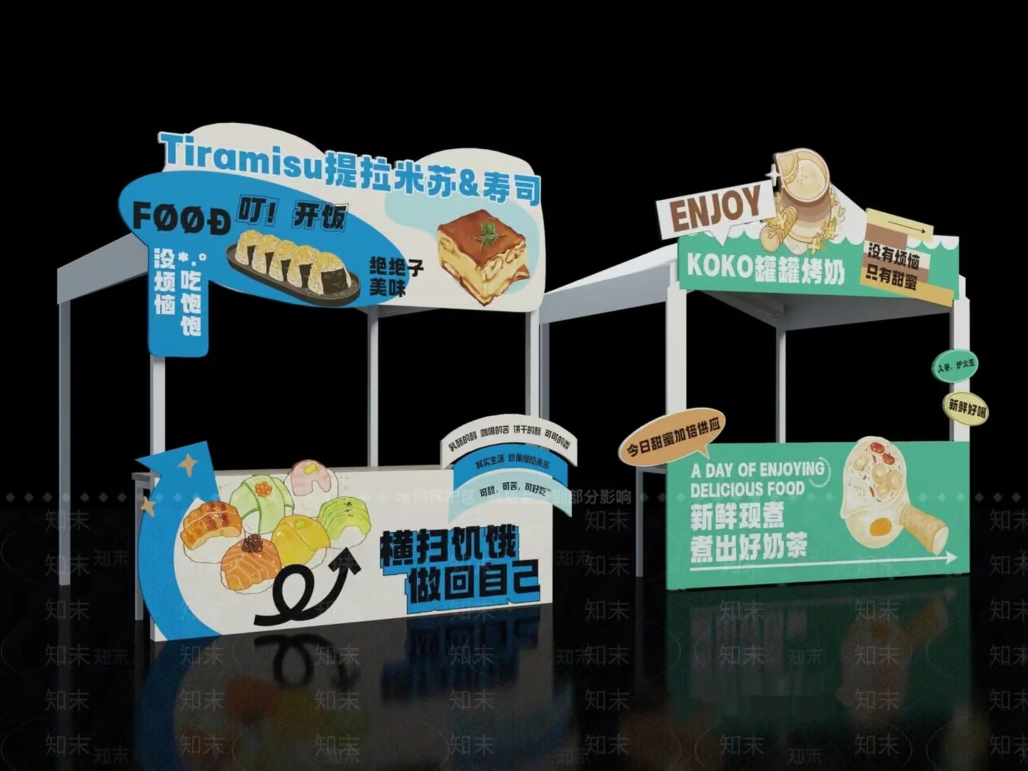 The Main Subject Is A Food Stand Characterized By Its Colorful And Inviting Design 3D Model – 10907 – VRAY Render