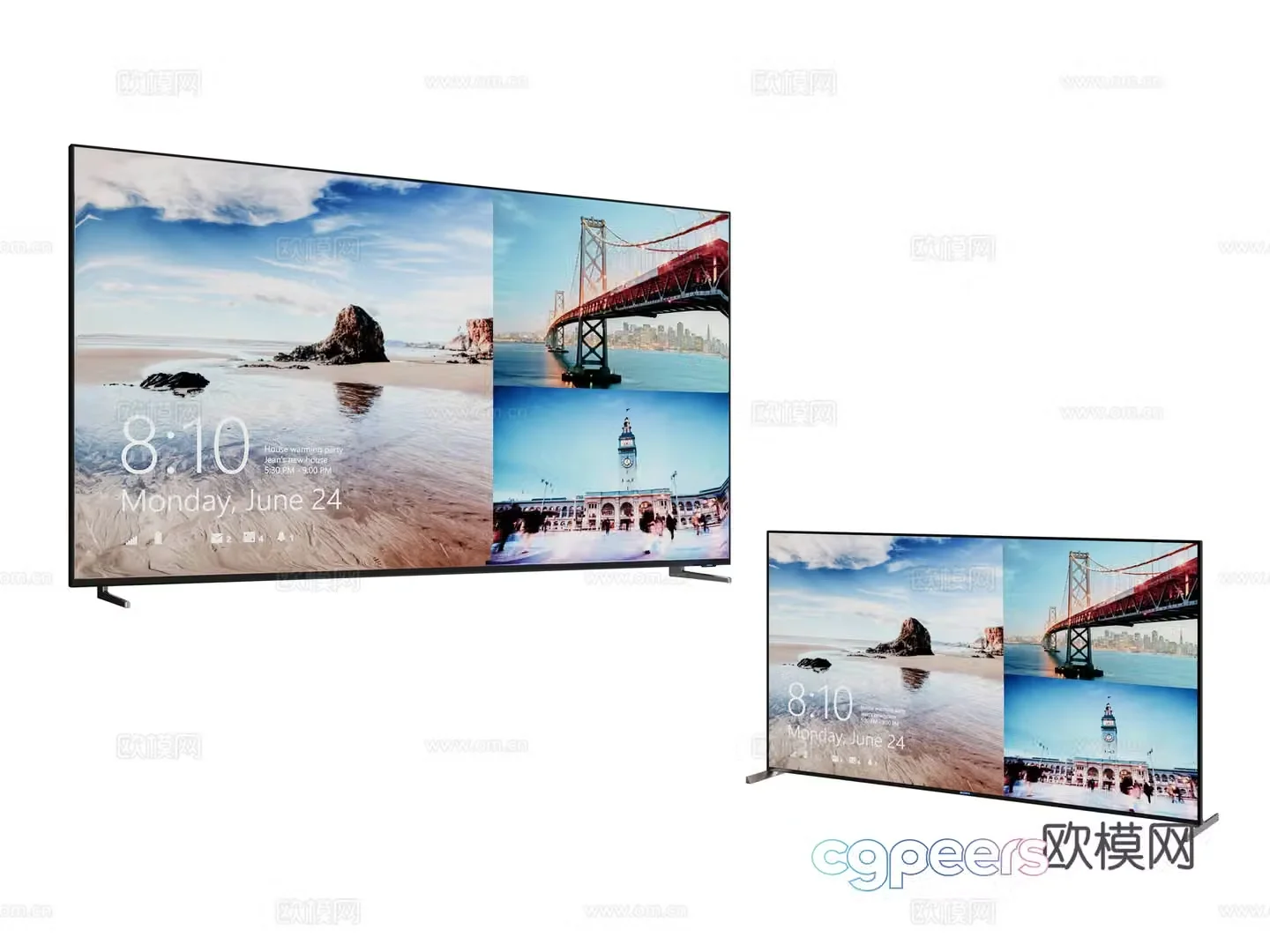Modern LCD TV Monitor 3D Model