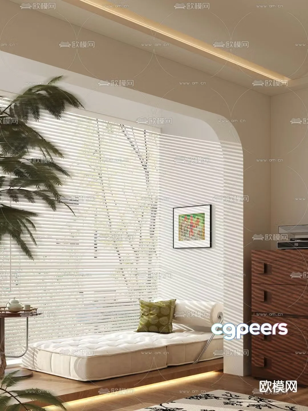 Cushion bay window cushion mattress 3d model