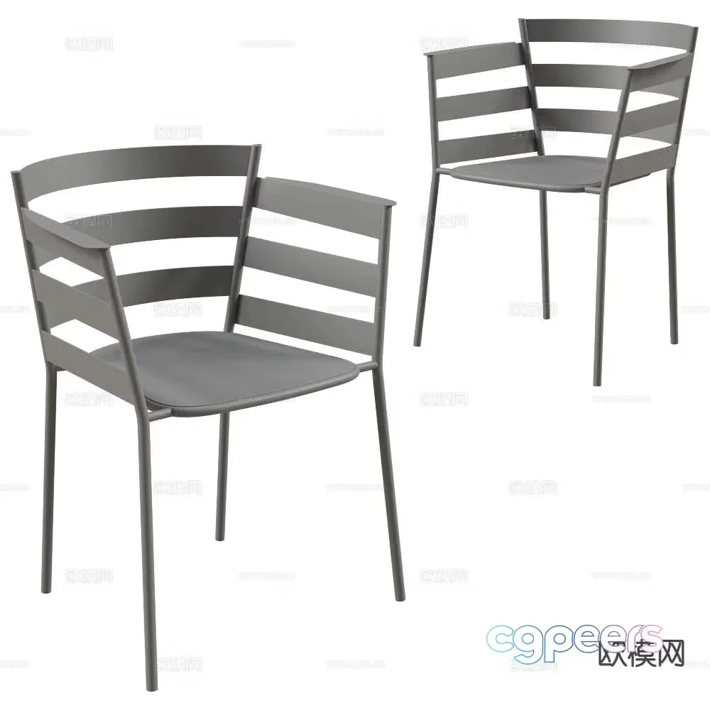Fermob Nordic minimalist metal chair dining chair outdoor chair armchair 3d model