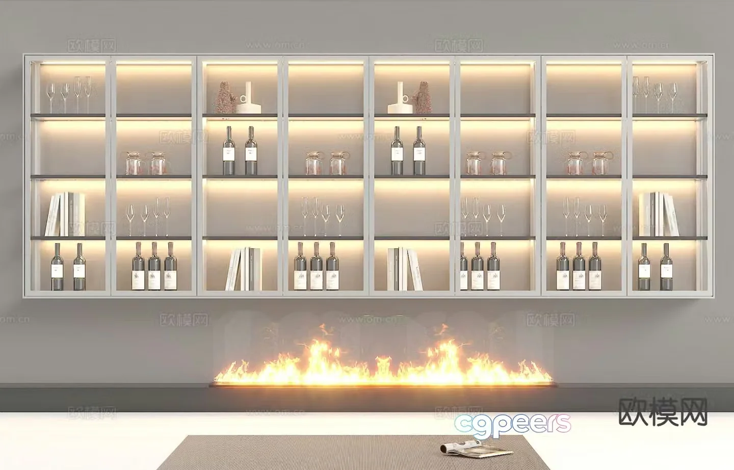 Modern integrated wine cabinet wine cabinet wall 3D model
