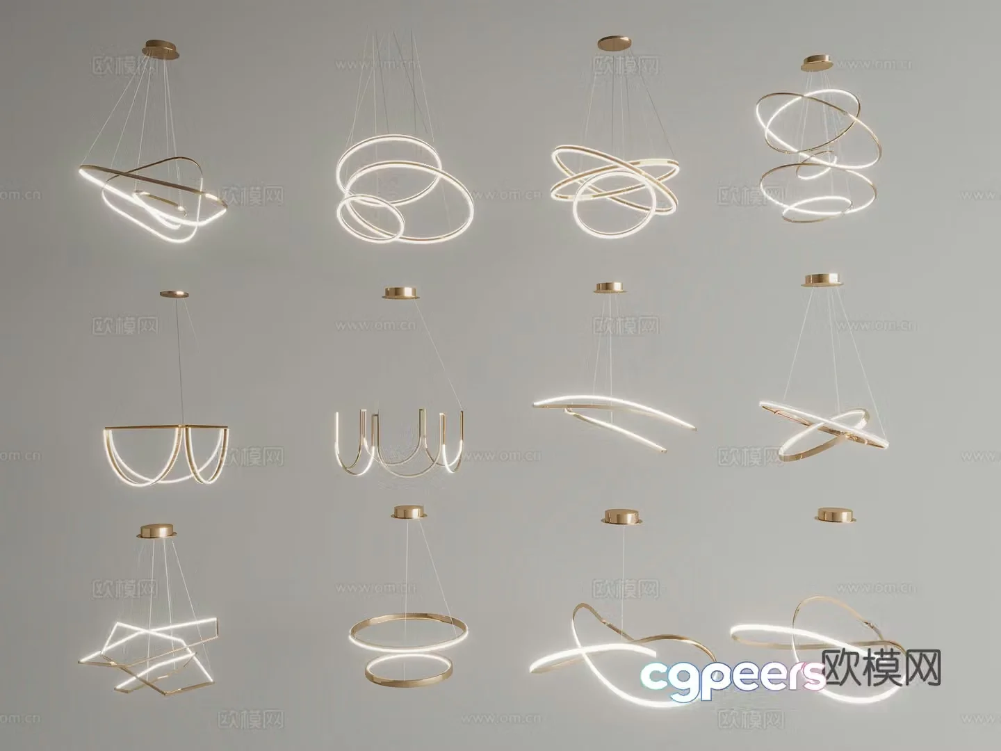 Italian light luxury chandelier art chandelier line lamp 3d model