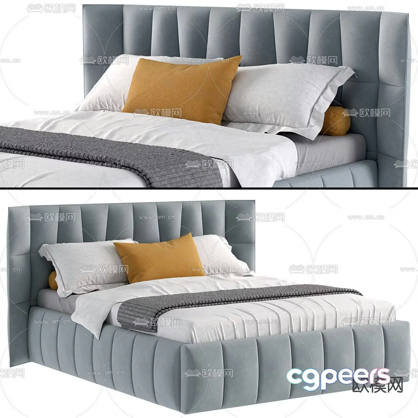 Modern double bed 3d model