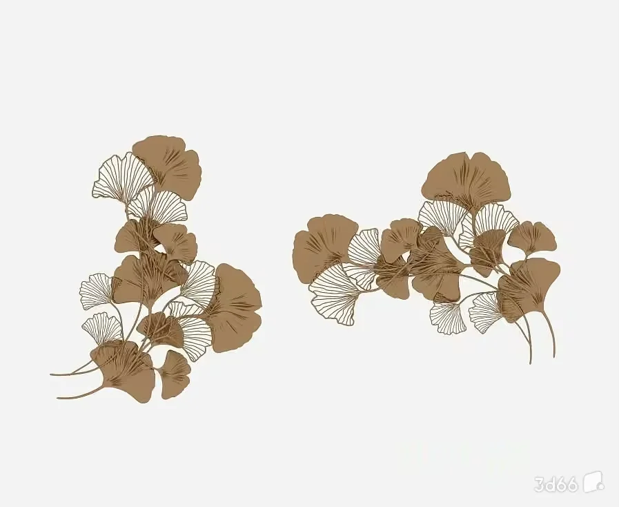 Two Ginkgo Leaves 3D Model – 19448 – VRAY Render