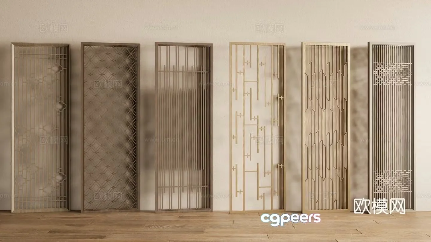 New Chinese style screen decorative screen entrance screen 3D model