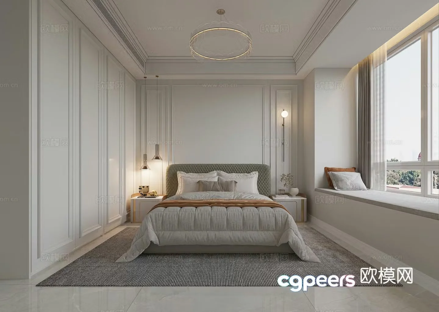 Simple European bedroom 3d model