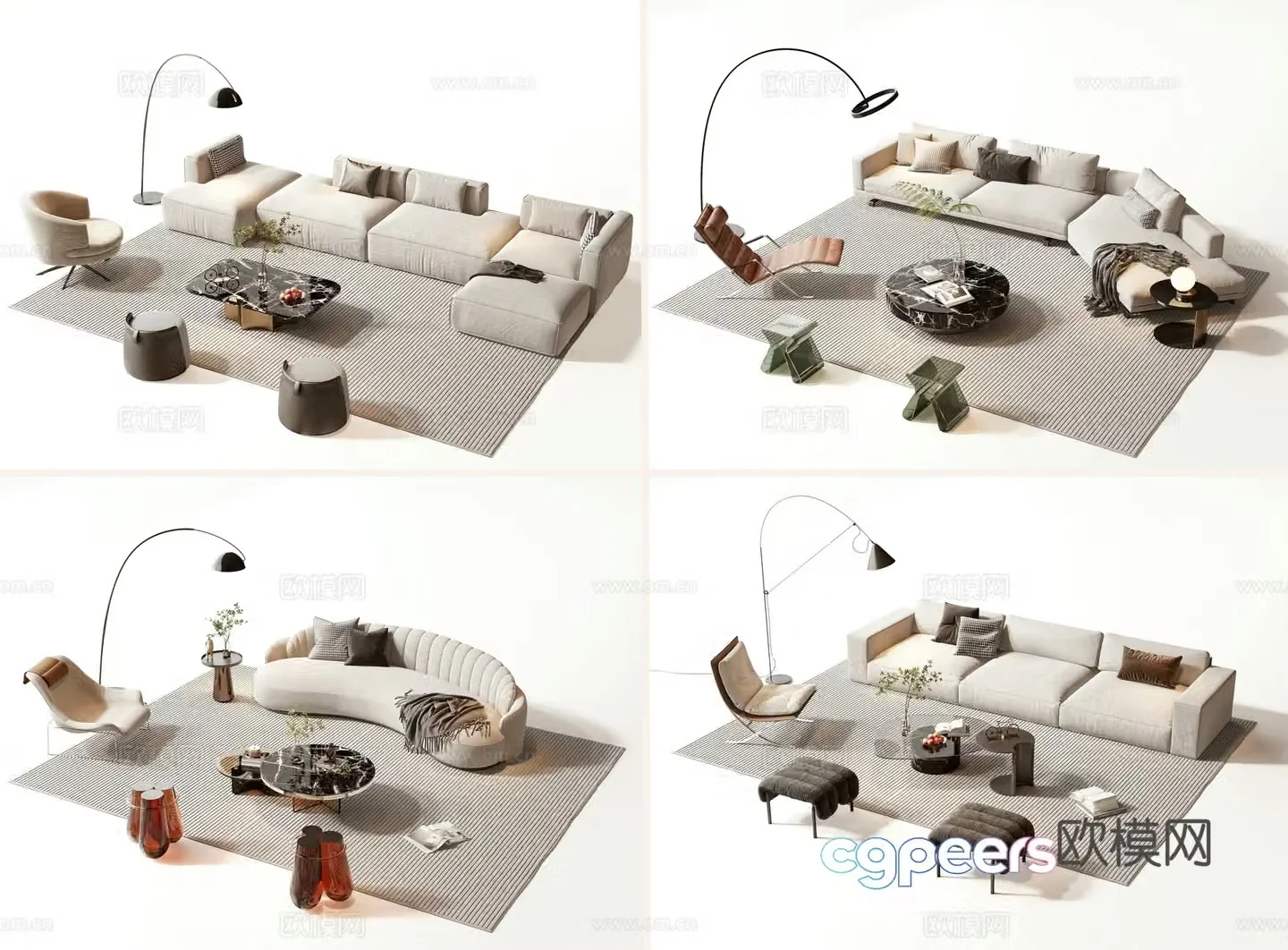 Modern sofa coffee table set 3d model