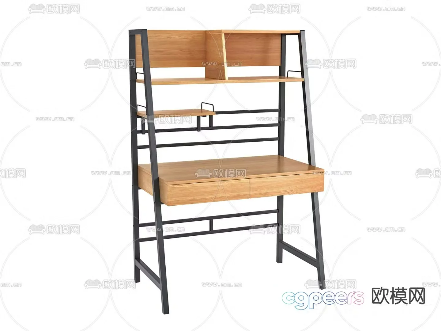 Modern desk writing desk bookshelf 3d model