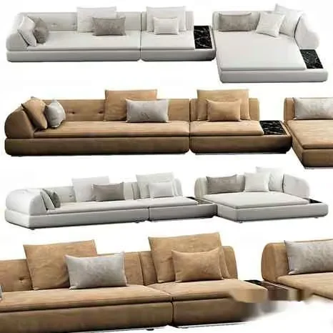 Sofas With Light Brown And White Cushions 3D Model – 4754 – CORONA Render
