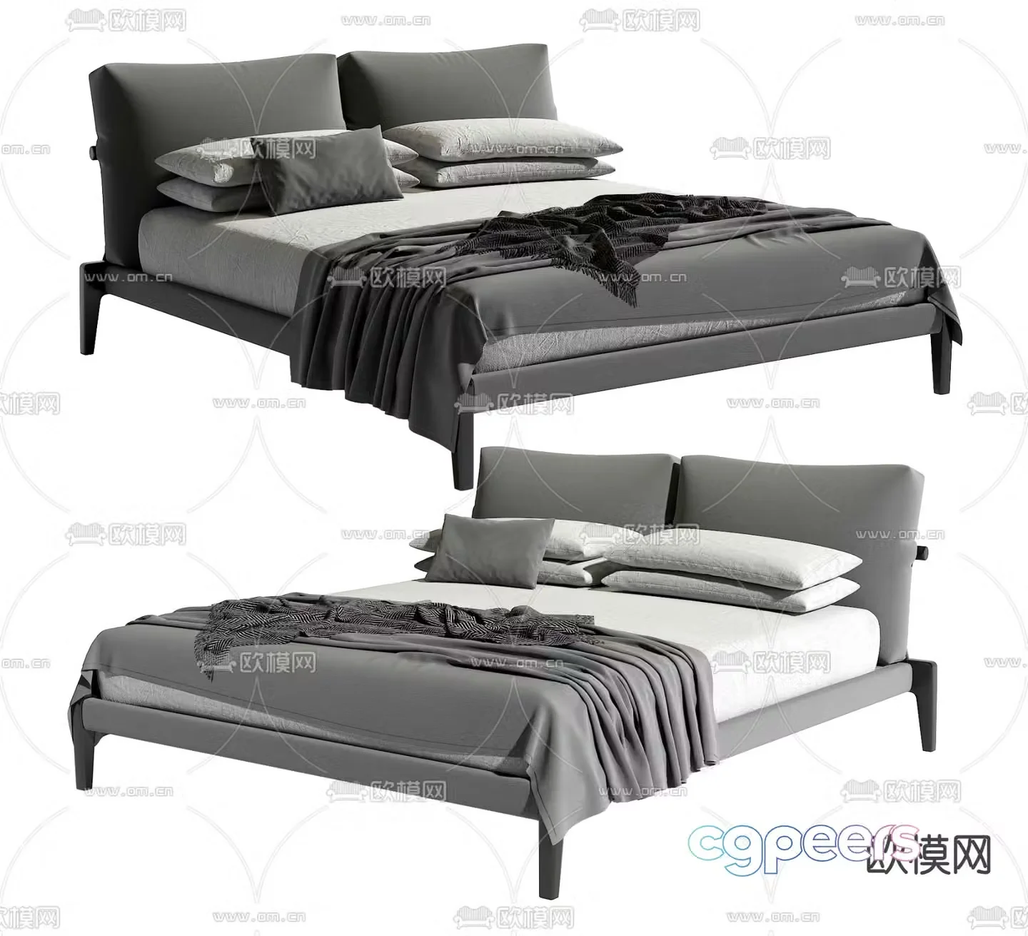 Modern double bed 3d model