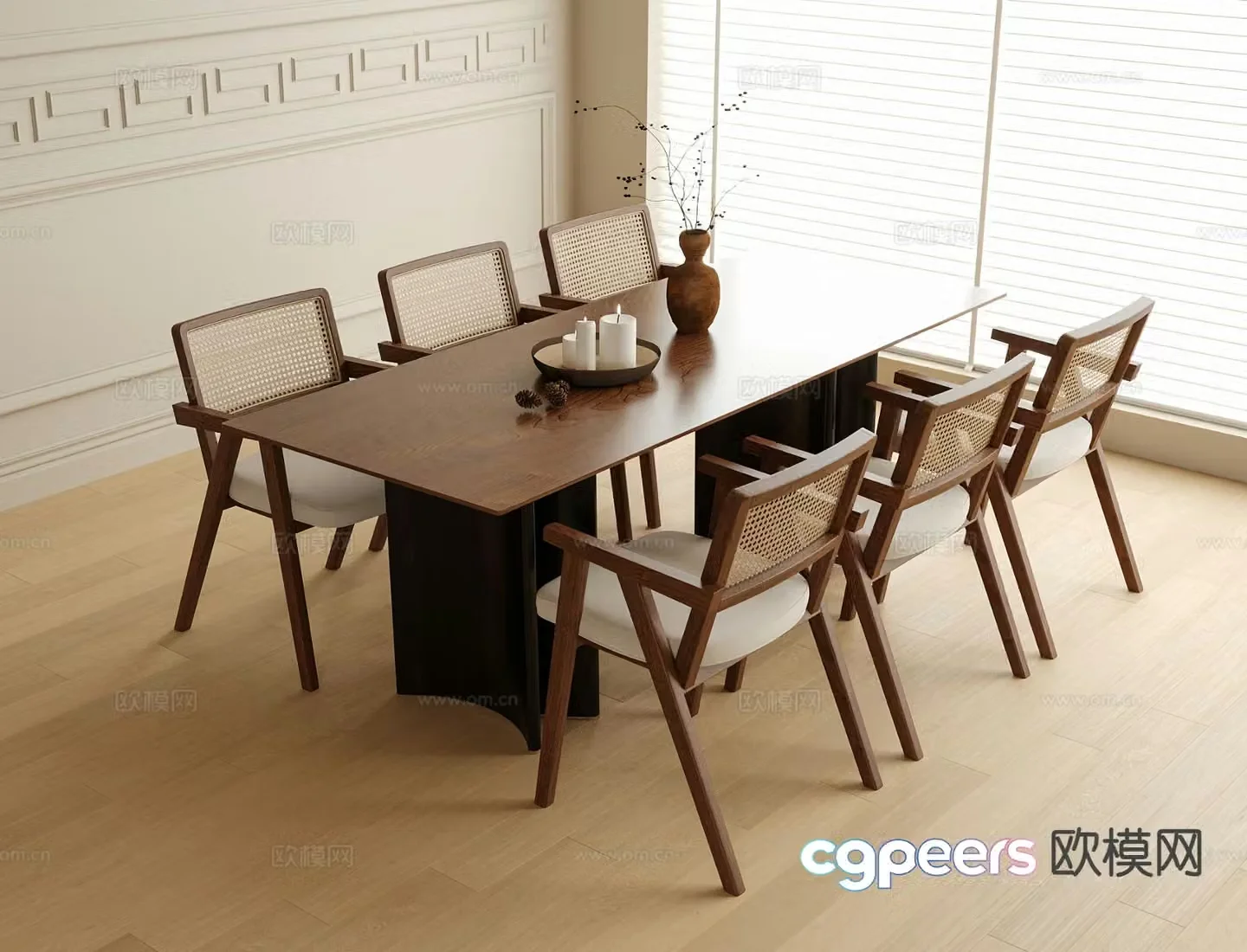 Medieval style dining table and chairs bar dining table 3D model