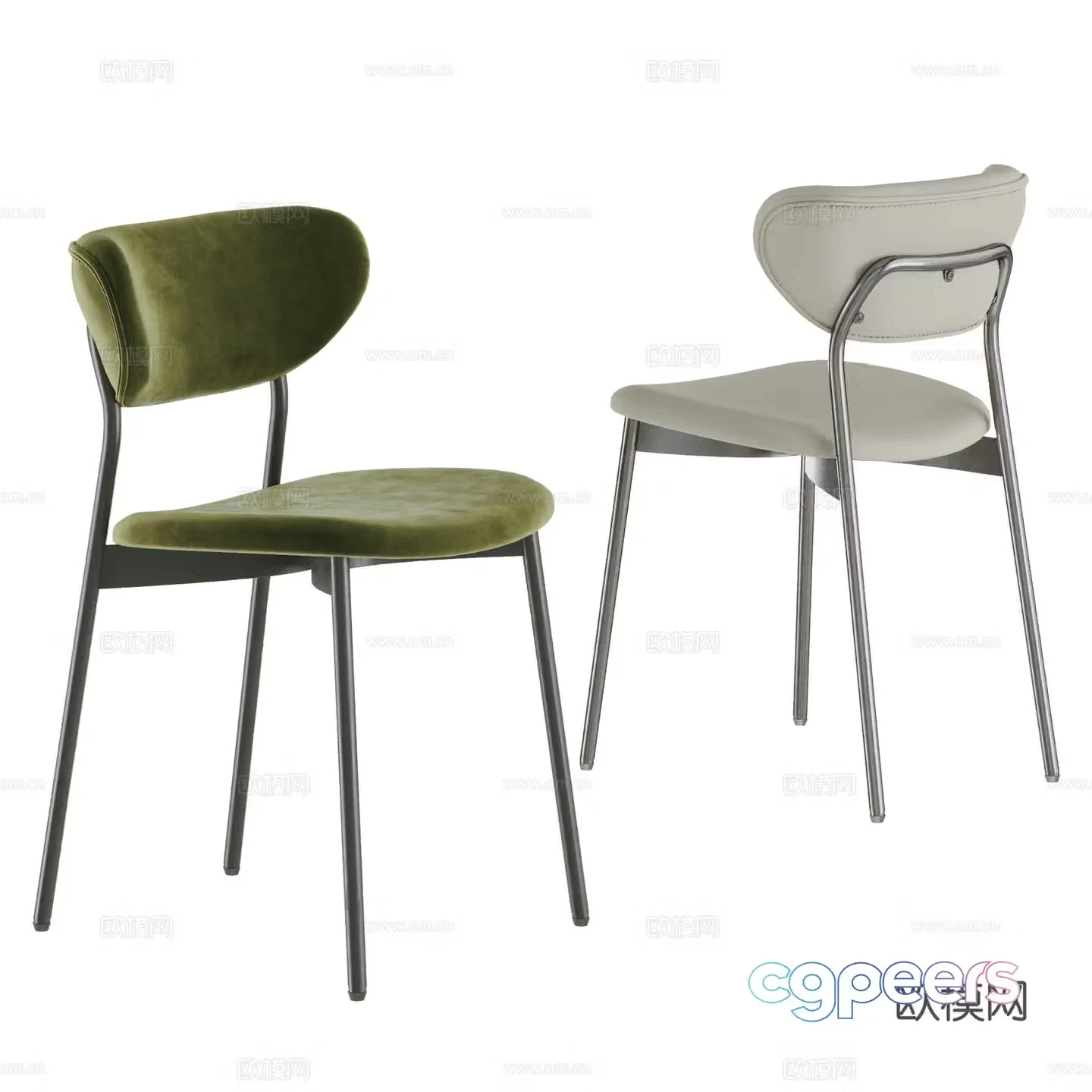 Modern dining chair combination single chair makeup chair steel pipe chair book chair INS style 3d model