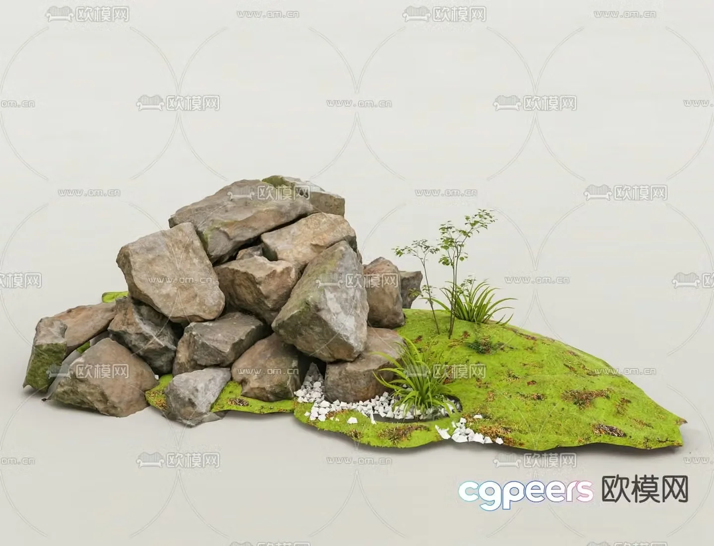 Landscape stones rocks stones rockery 3d model