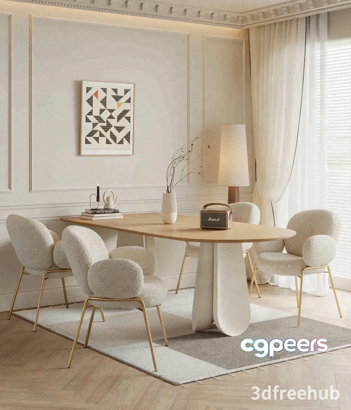 A Modern Dining Room 3D Model – 21987 – VRAY Render