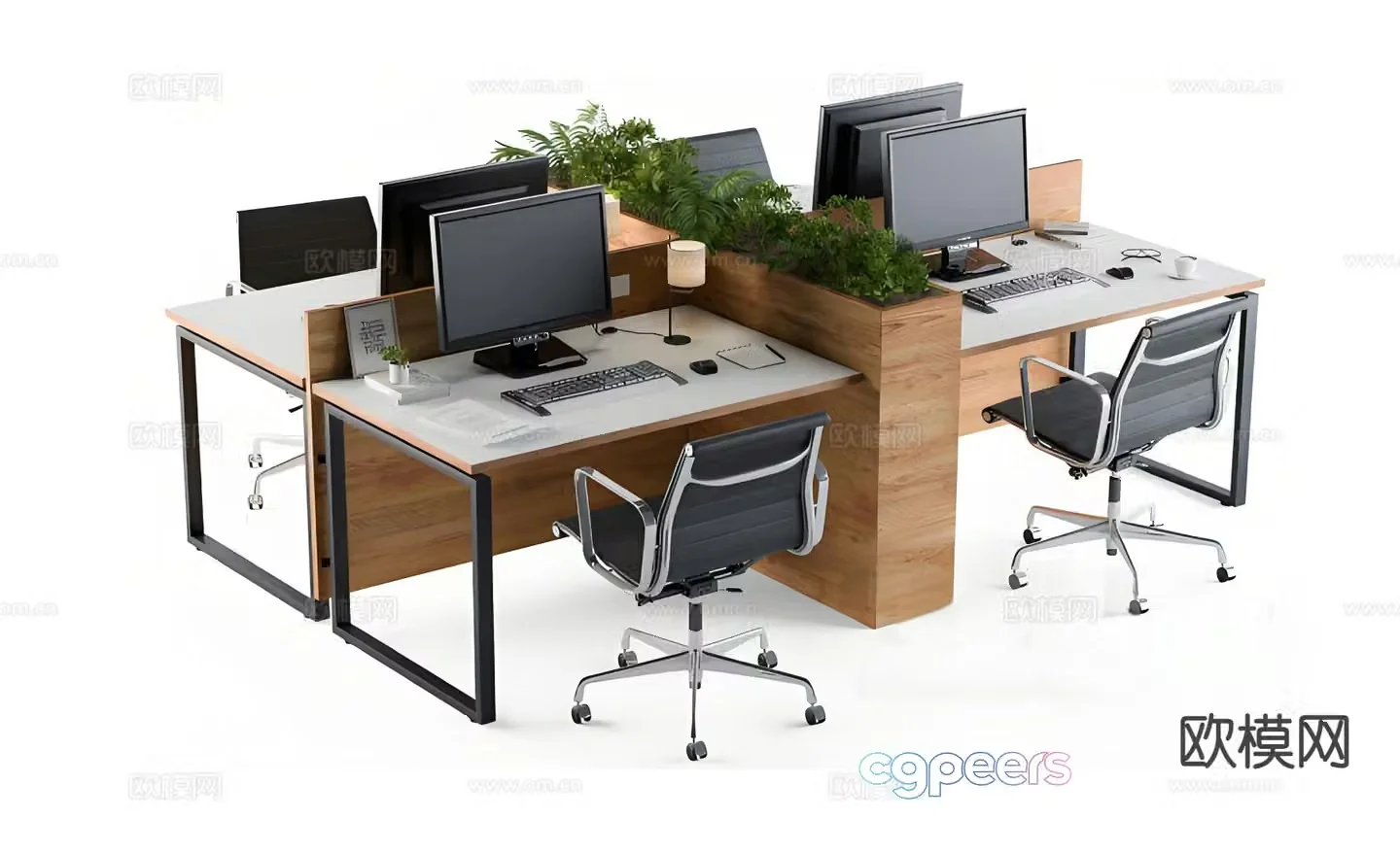 Screen card position workstation desk computer desk 3D model