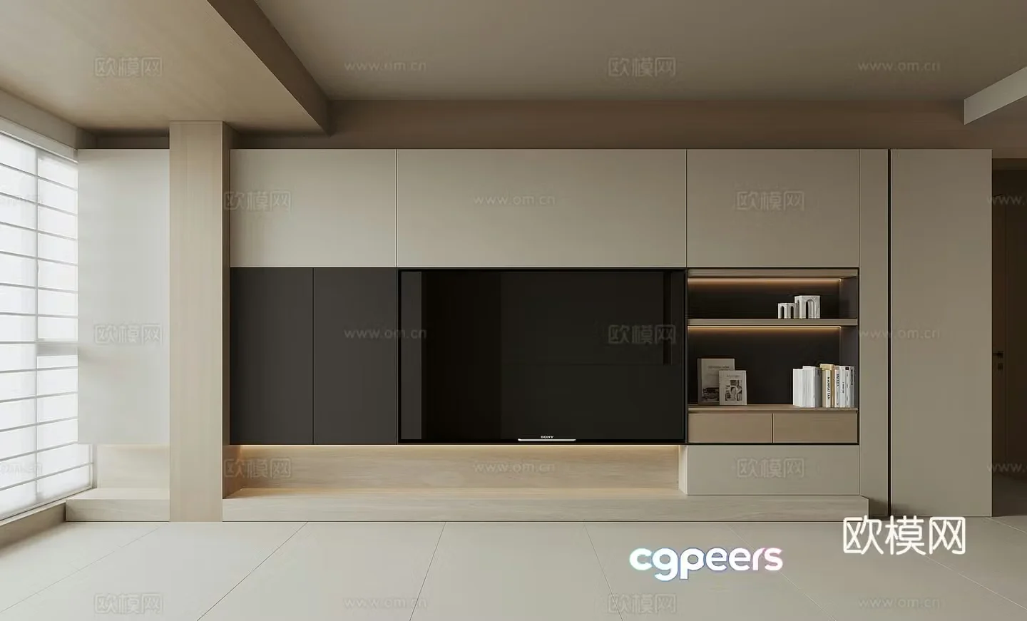 Modern TV background wall 3d model