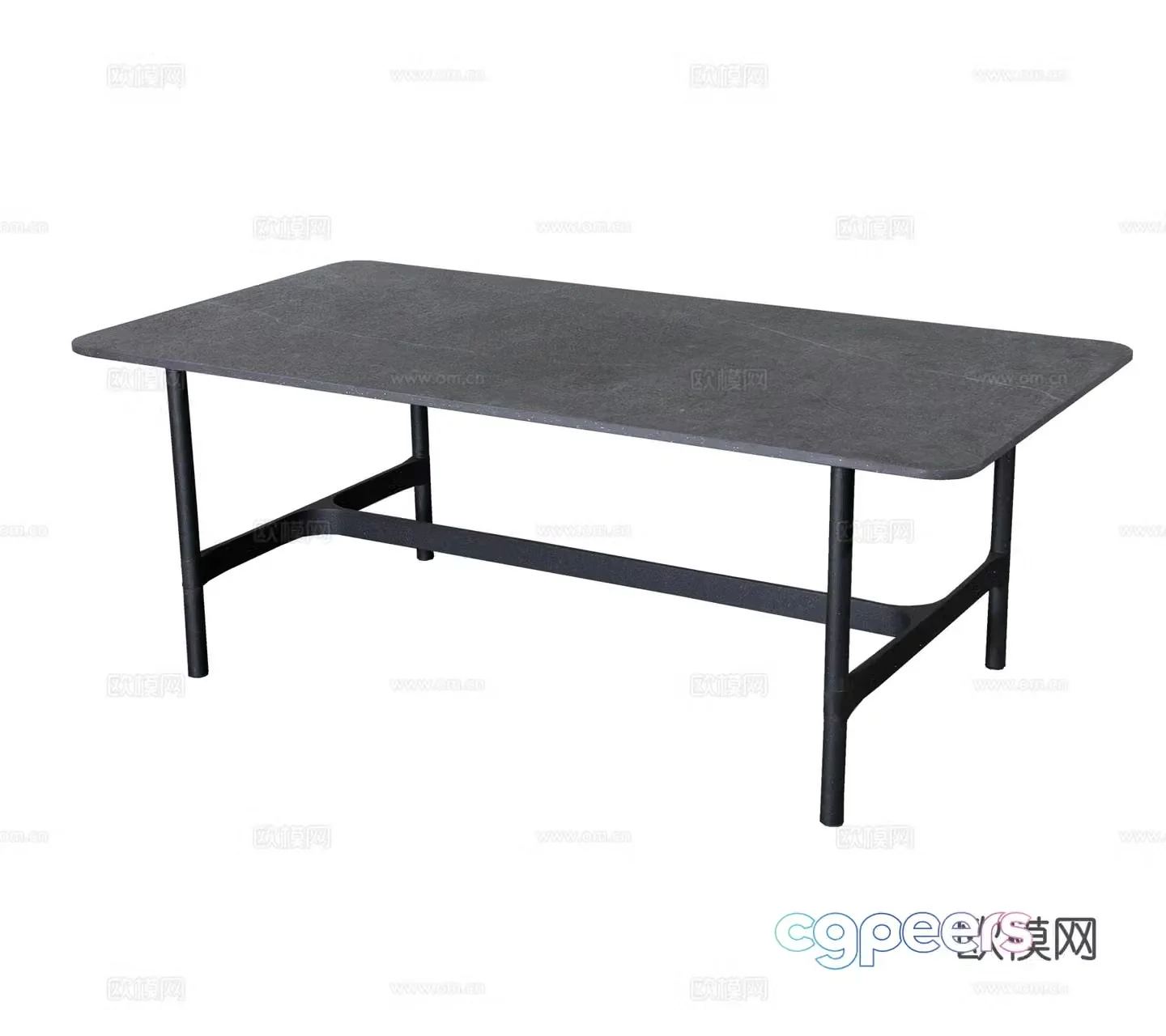 Modern minimalist stone slab stone long table six-person table dining table conference table office desk combination 3D model