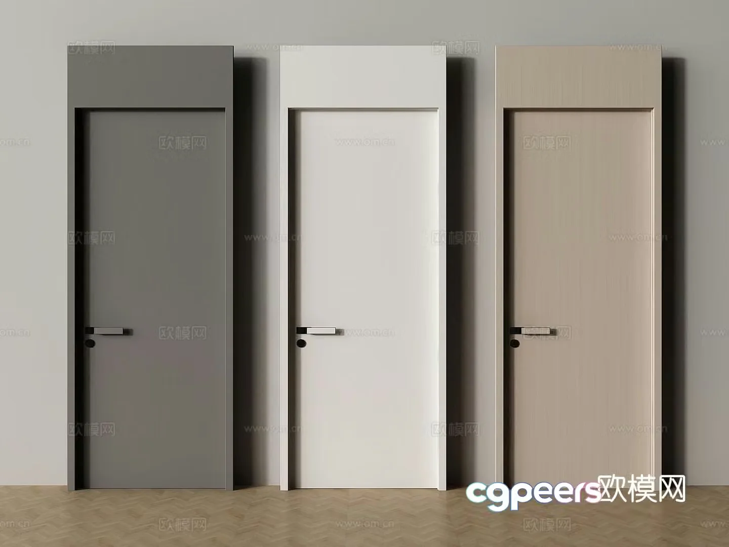 Modern bedroom door single door through top door 3d model
