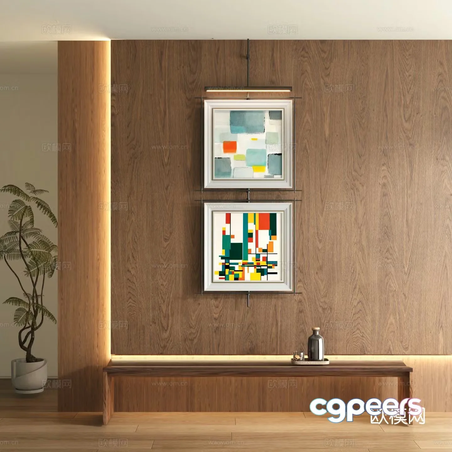 New Chinese style abstract painting decorative painting 3d model