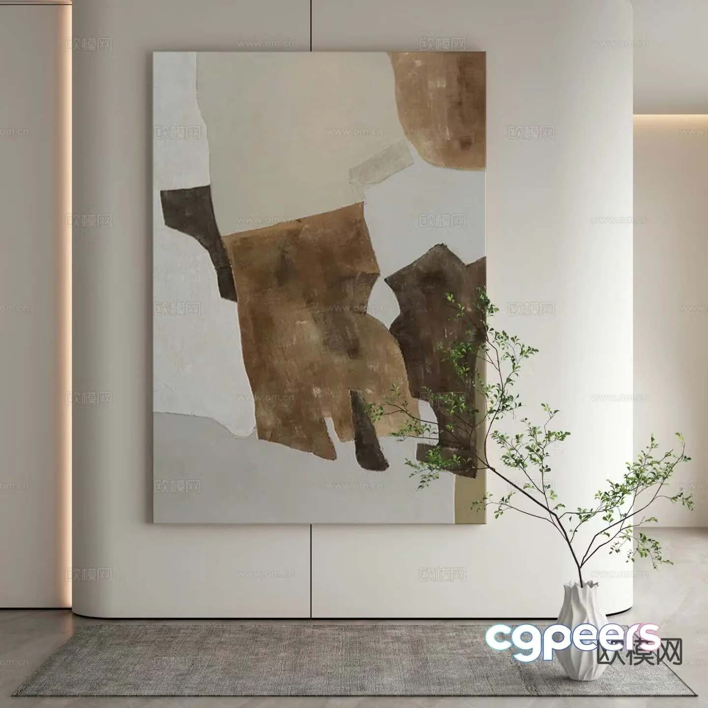 Modern decorative painting abstract painting 3d model
