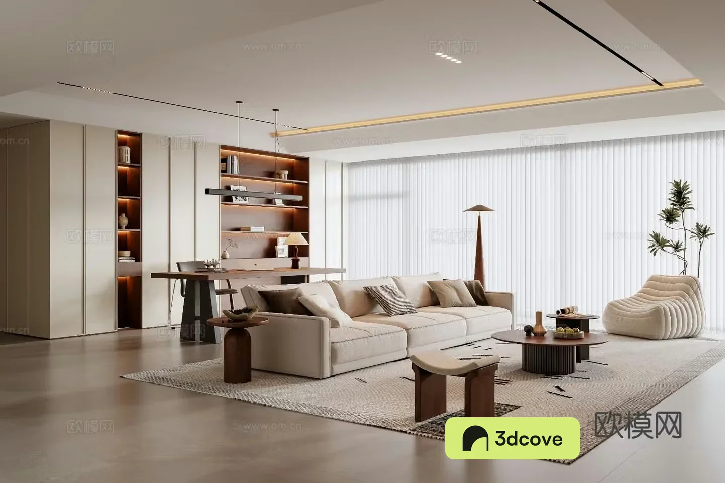 Middle-aged living room 3d model